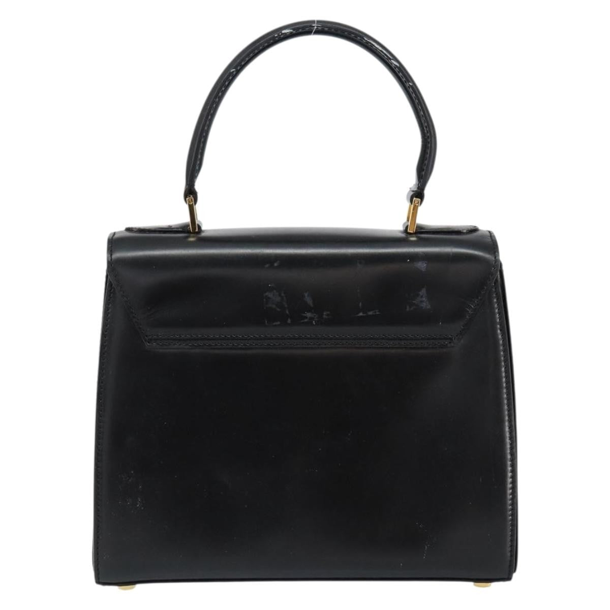 Celine Vintage Convertible Turnlock Top Handle Bag Leather, BLACK, LEATHER, Handbag