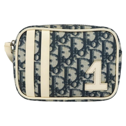 Christian Dior Vintage Trotter Pouch Diorissimo Canvas, NAVY, PVC, Clutche & pouche