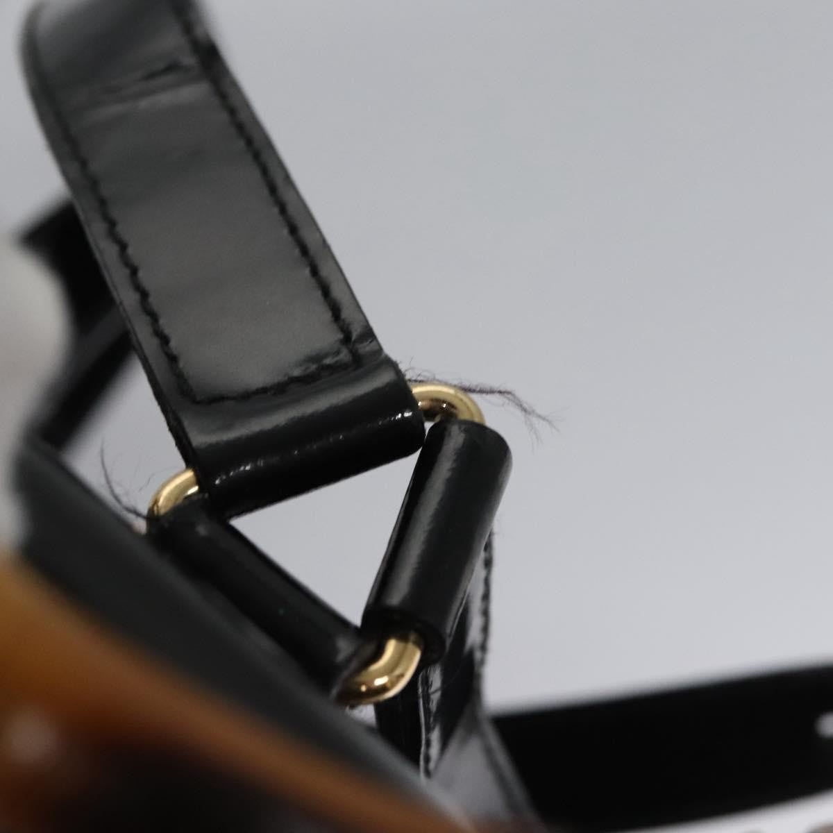 Gucci Vintage Bamboo Backpack Patent, Black, Patent Leather, Backpack