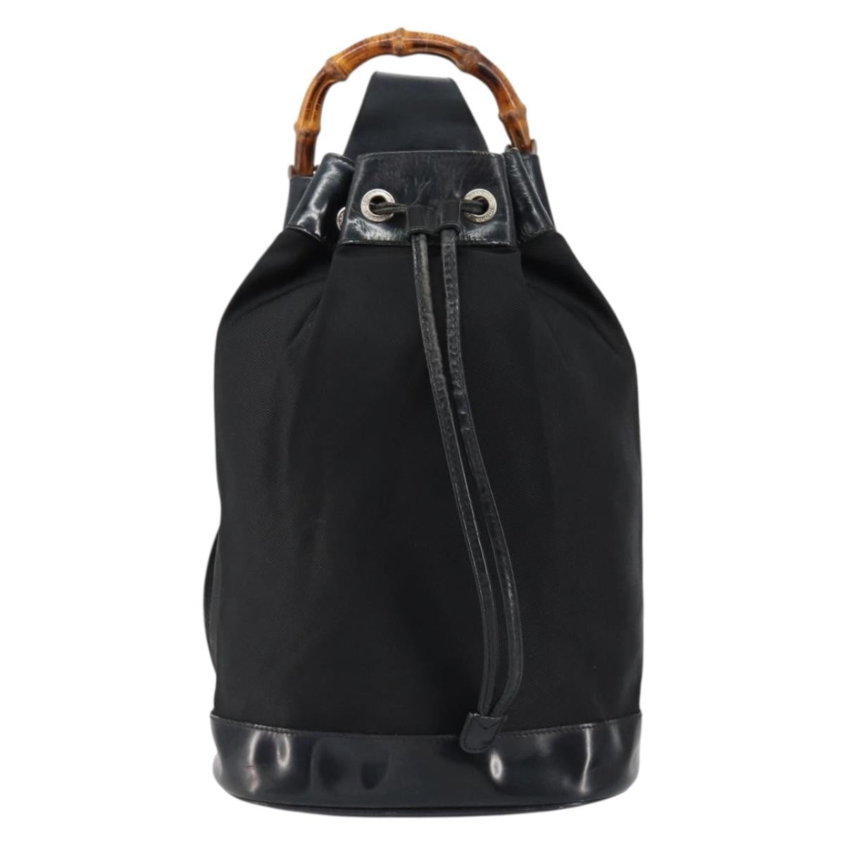 Gucci Vintage Bamboo Sling Backpack Nylon, BLACK, NYLON, Shoulder bag