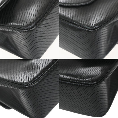 Chanel Flap shoulder Bag Leather, BLACK, LEATHER, Shoulder bag