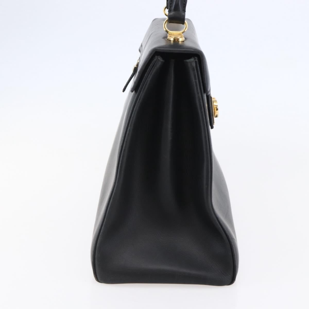 Salvatore Ferragamo Gancini handbag Leather, BLACK, LEATHER, Handbag