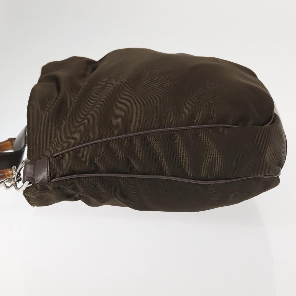 Gucci Sherry bamboo Shoulder Bag Nylon, KHAKI, NYLON, Shoulder bag