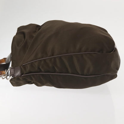 Gucci Sherry bamboo Shoulder Bag Nylon, KHAKI, NYLON, Shoulder bag