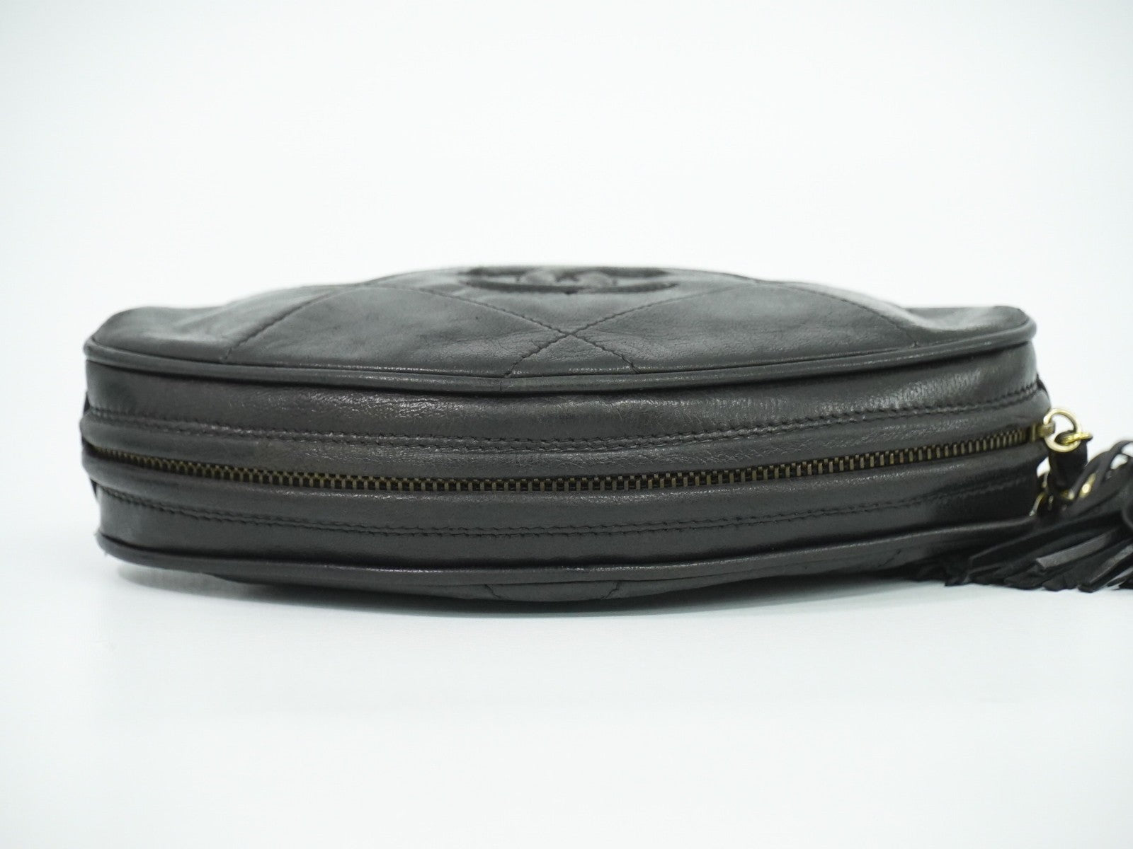 Chanel Vintage Diamond CC Tassel Clutch Quilted Lambskin, BLACK, LEATHER, Clutche & pouche