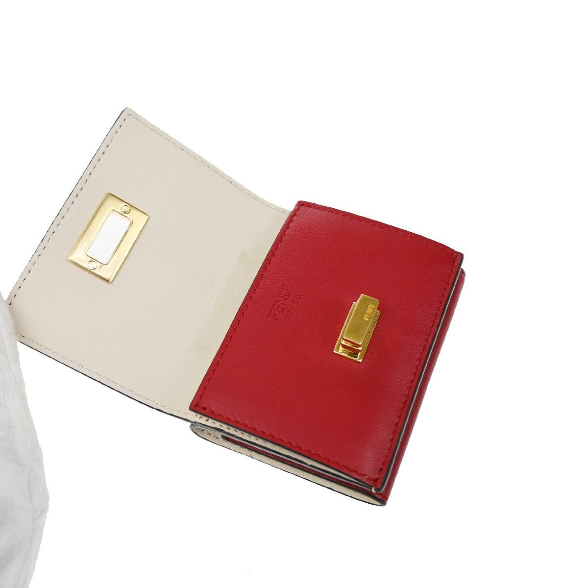 Fendi Peekaboo Wallet Leather, Red, Leather, Wallet