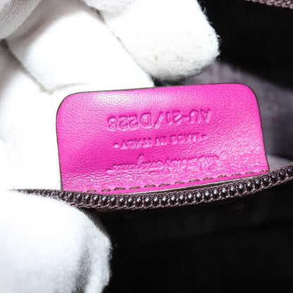 Salvatore Ferragamo Gancini handbag Leather, PURPLE, LEATHER, Handbag