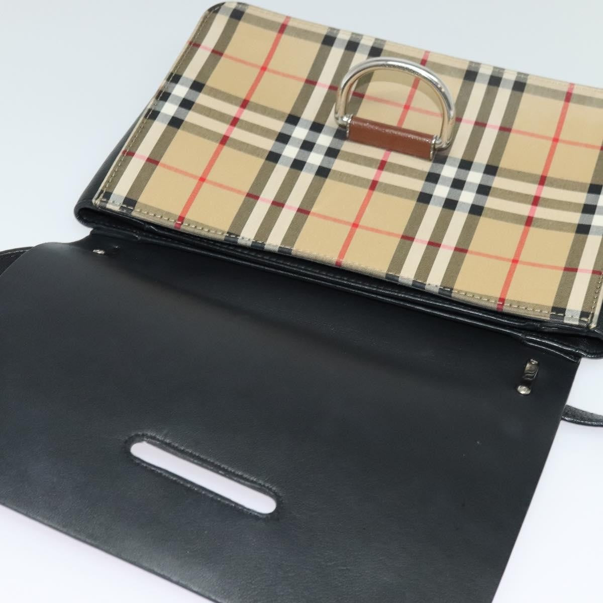 Burberry D-Ring Shoulder Bag Leather with Vintage Check Canvas, BROWN, LEATHER, Shoulder bag