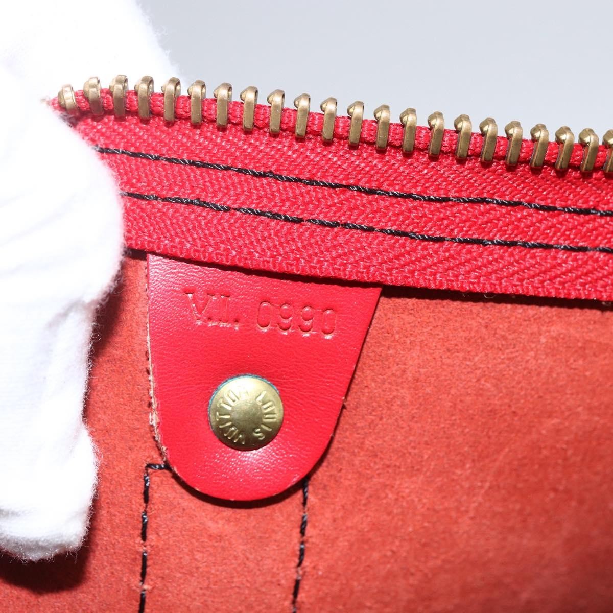 Louis Vuitton Keepall Bag Epi Leather, RED, LEATHER, Travel bag