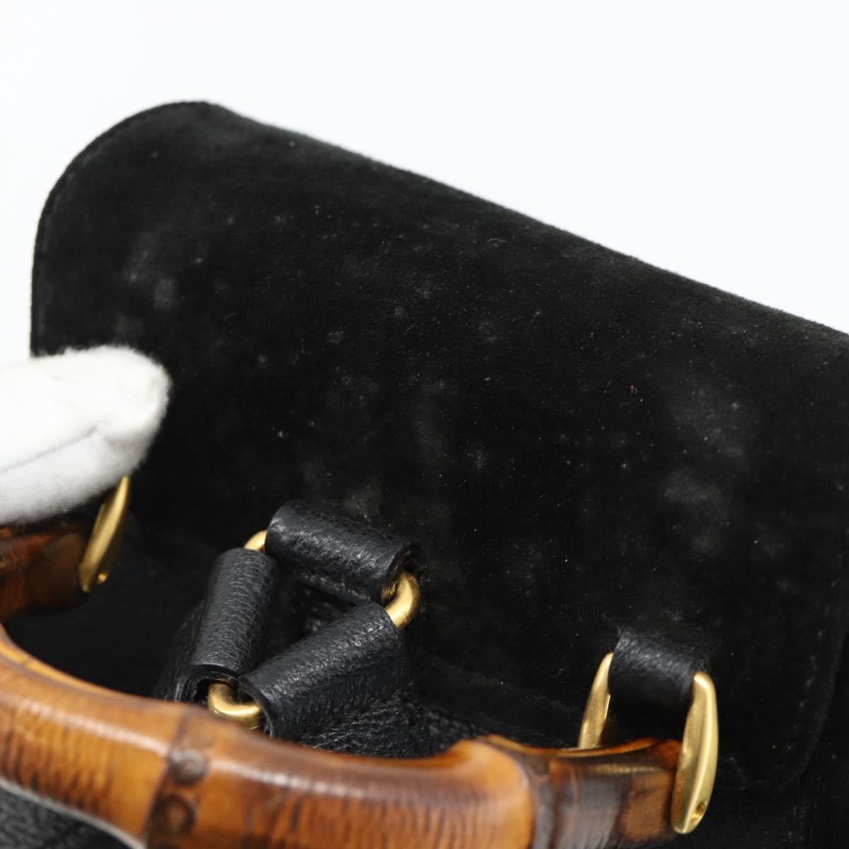 Gucci Vintage Bamboo Backpack Suede, Black, Suede, Backpack