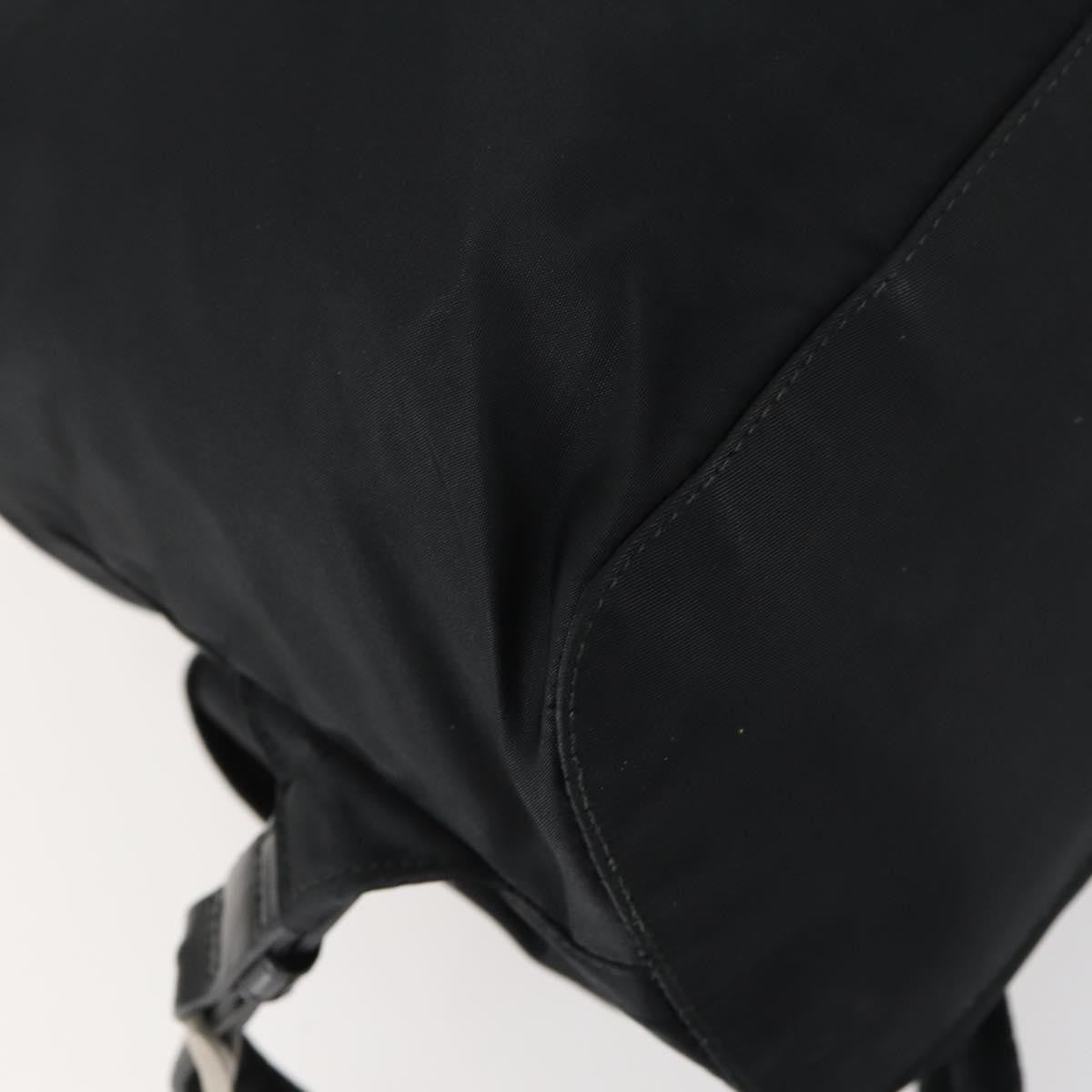 Prada Vela Double Front Pocket Backpack Tessuto with Saffiano Leather, BLACK, NYLON, Backpack