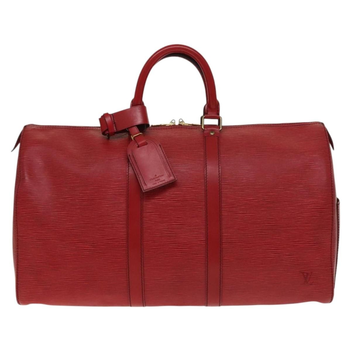 Louis Vuitton Keepall Bag Epi Leather, RED, LEATHER, Travel bag