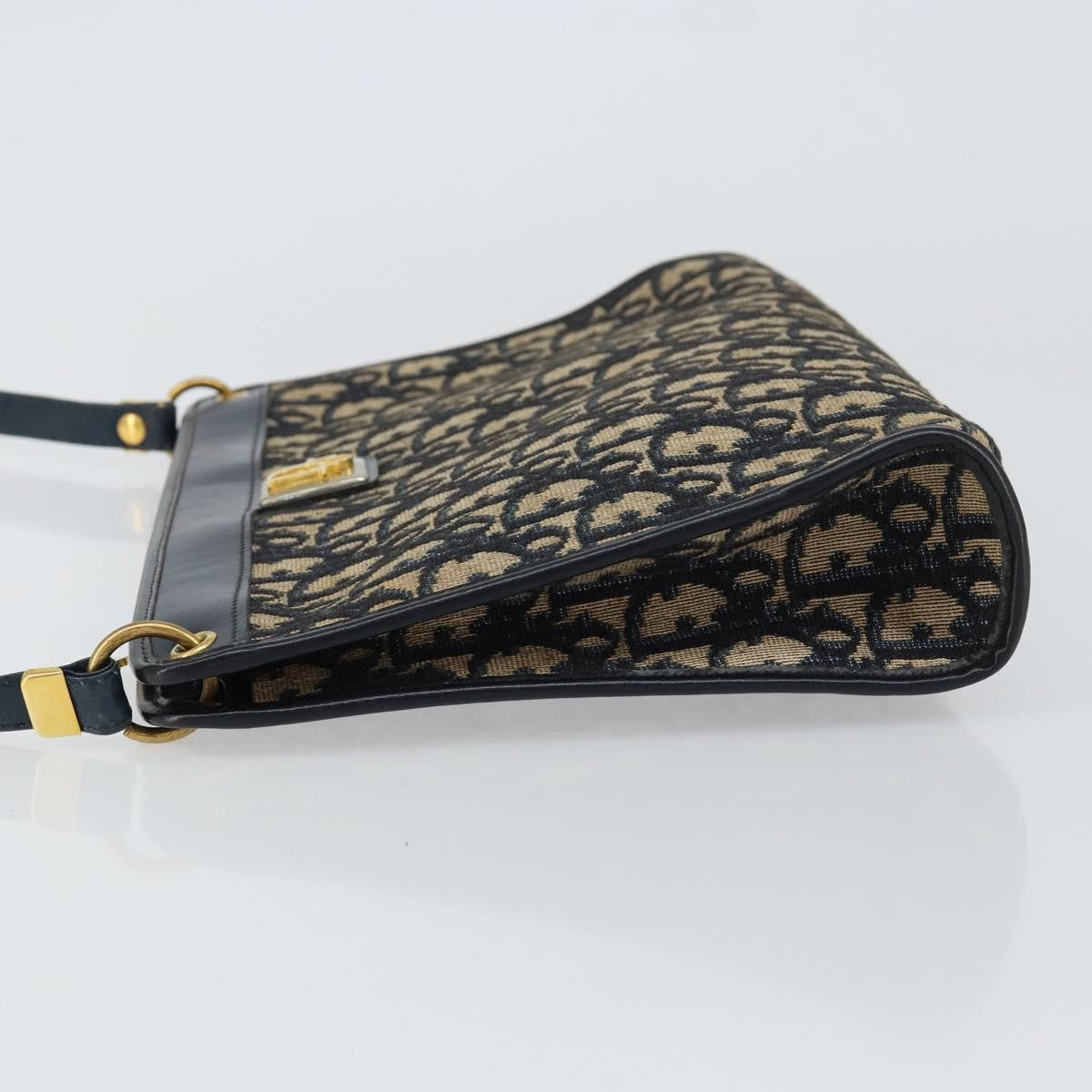 Christian Dior Vintage Trotter Shoulder Bag Canvas, NAVY, CANVAS, Shoulder bag