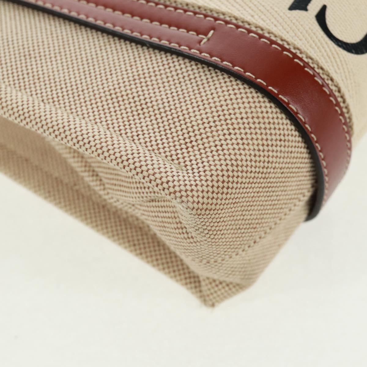 Chloe Woody Convertible Tote Canvas with Leather, BEIGE, CANVAS, Tote bag