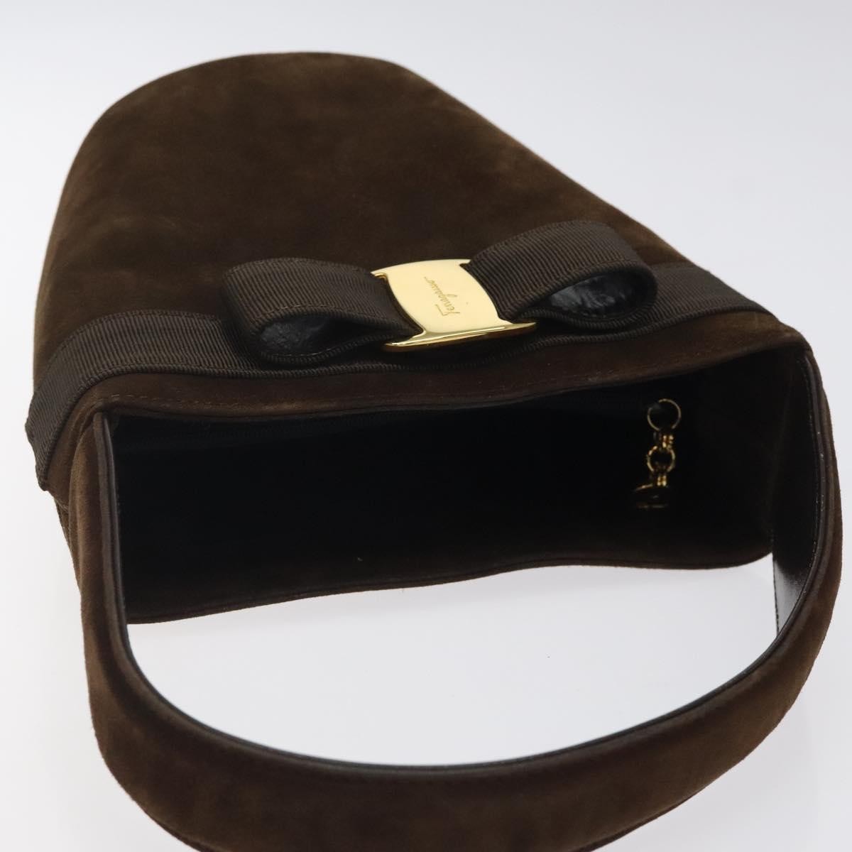 Salvatore Ferragamo Vala Handbag Suede, BROWN, SUEDE, Handbag