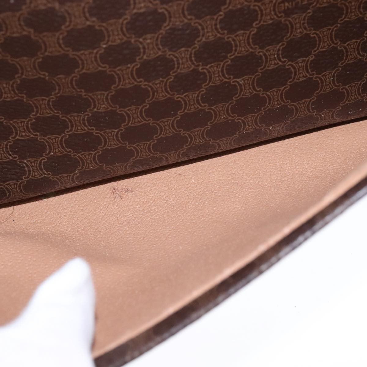 Celine Vintage Macadam Shoulder Bag Leather, BROWN, PVC,Leather,Canvas, Shoulder bag