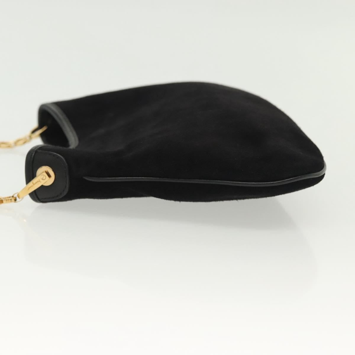 Salvatore Ferragamo Gancini Chain Shoulder bag Suede, BLACK, SUEDE, Shoulder bag