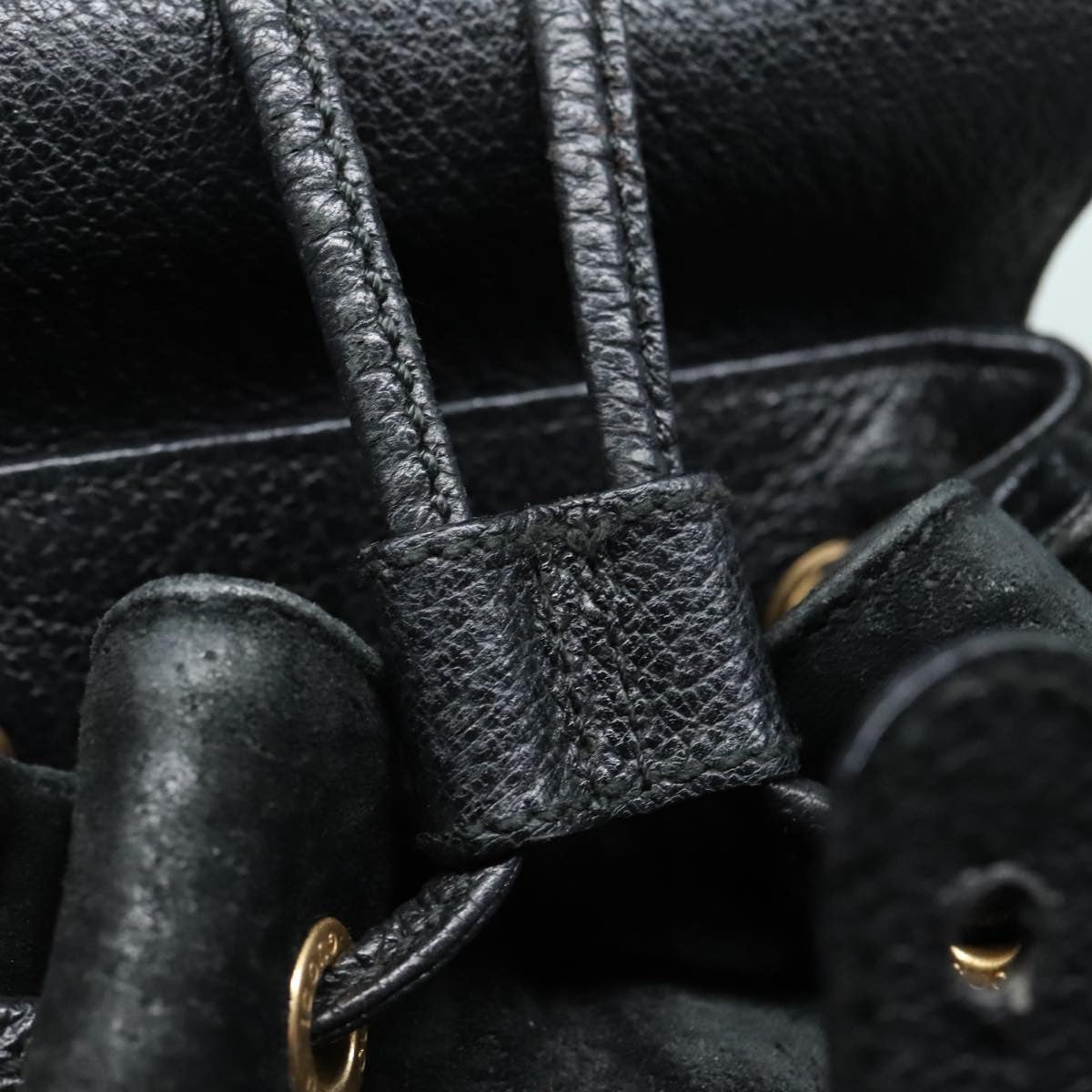 Gucci Vintage Bamboo Backpack Suede, BLACK, SUEDE, Backpack