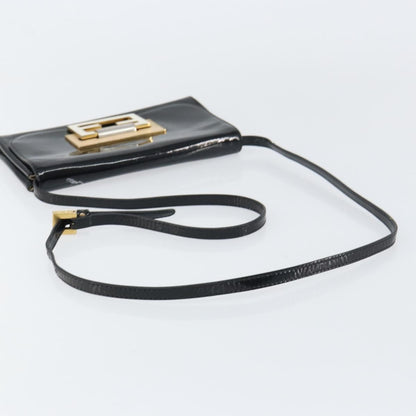 Fendi Vintage Shoulder Bag Enamel, BLACK, PATENT_LEATHER, Shoulder bag