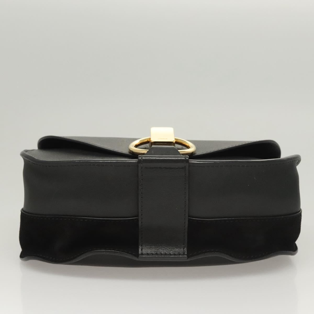 Chloe Goldie Shoulder Bag Leather, BLACK, LEATHER, Shoulder bag