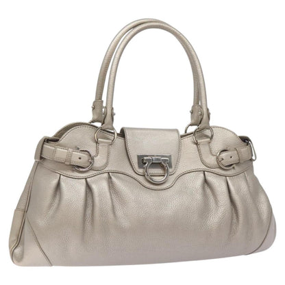 Salvatore Ferragamo Marisa Satchel Leather, SILVER, LEATHER, Shoulder bag