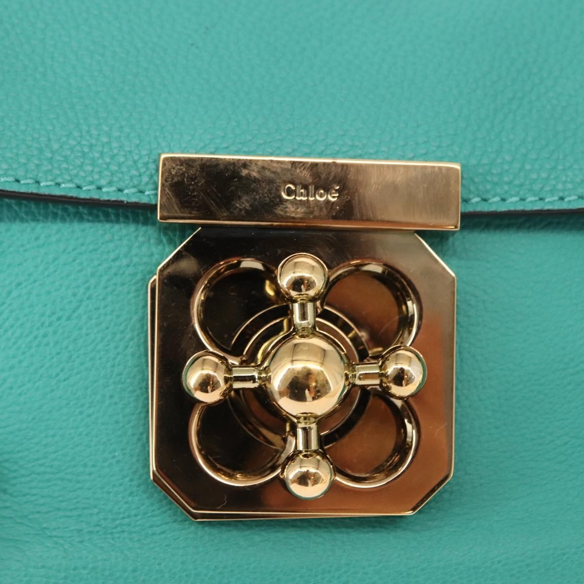 Chloe Elsie Chain Shoulder Bag Leather, TURQUOISE, LEATHER, Shoulder bag