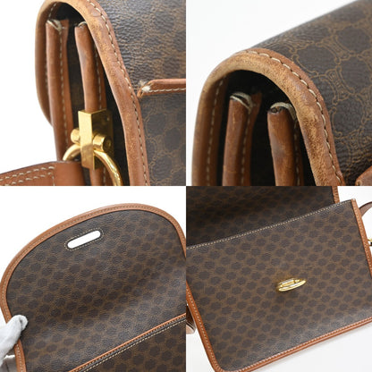 Celine Vintage Macadam Shoulder Bag Canvas and Leather, BROWN, CANVAS, Shoulder bag