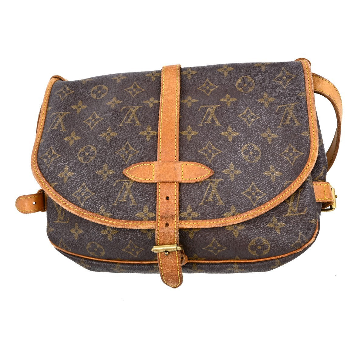 Louis Vuitton Saumur Handbag Monogram Canvas, Brown, Canvas, Shoulder Bag