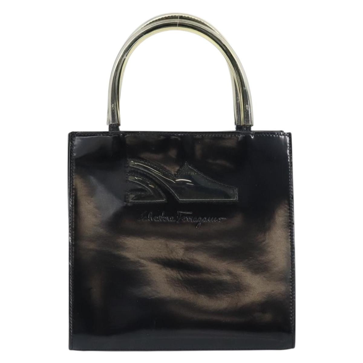 Salvatore Ferragamo Vintage Handbag Patent leather, BLACK, PATENT_LEATHER, Handbag