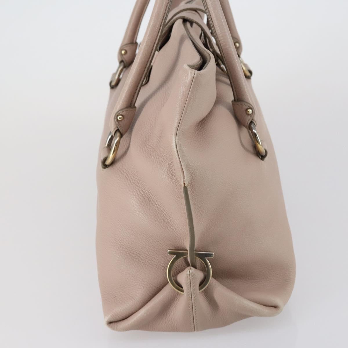 Salvatore Ferragamo Gancini Shoulder Bag Leather, BEIGE, LEATHER, Shoulder bag