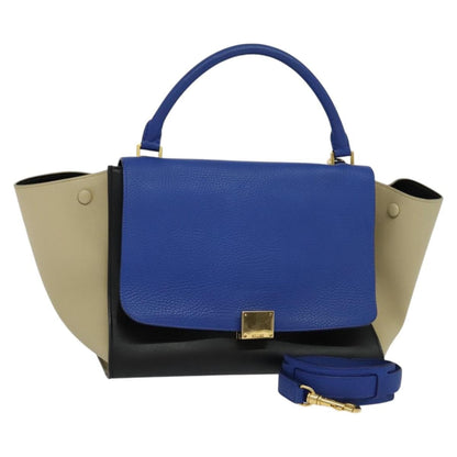Celine Trapeze Bag Leather, BLUE, LEATHER, Handbag