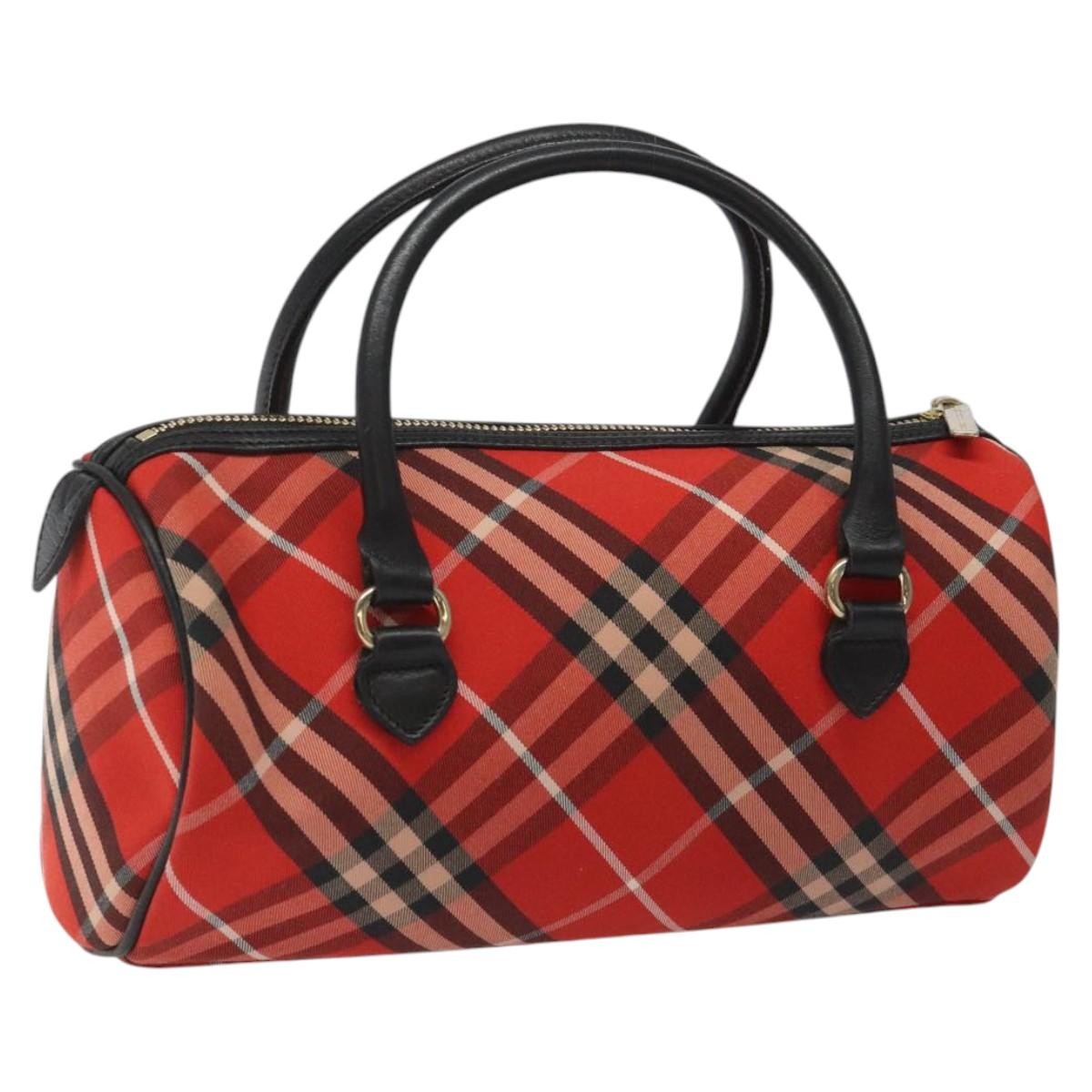 Burberry Blue Label Checked Bowling Nylon, RED, NYLON, Travel bag