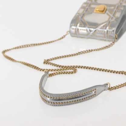 Christian Dior Ultra Matte Diorama Vertical Clutch on Chain Studded Leather, SILVER, PATENT_LEATHER, Clutche & pouche
