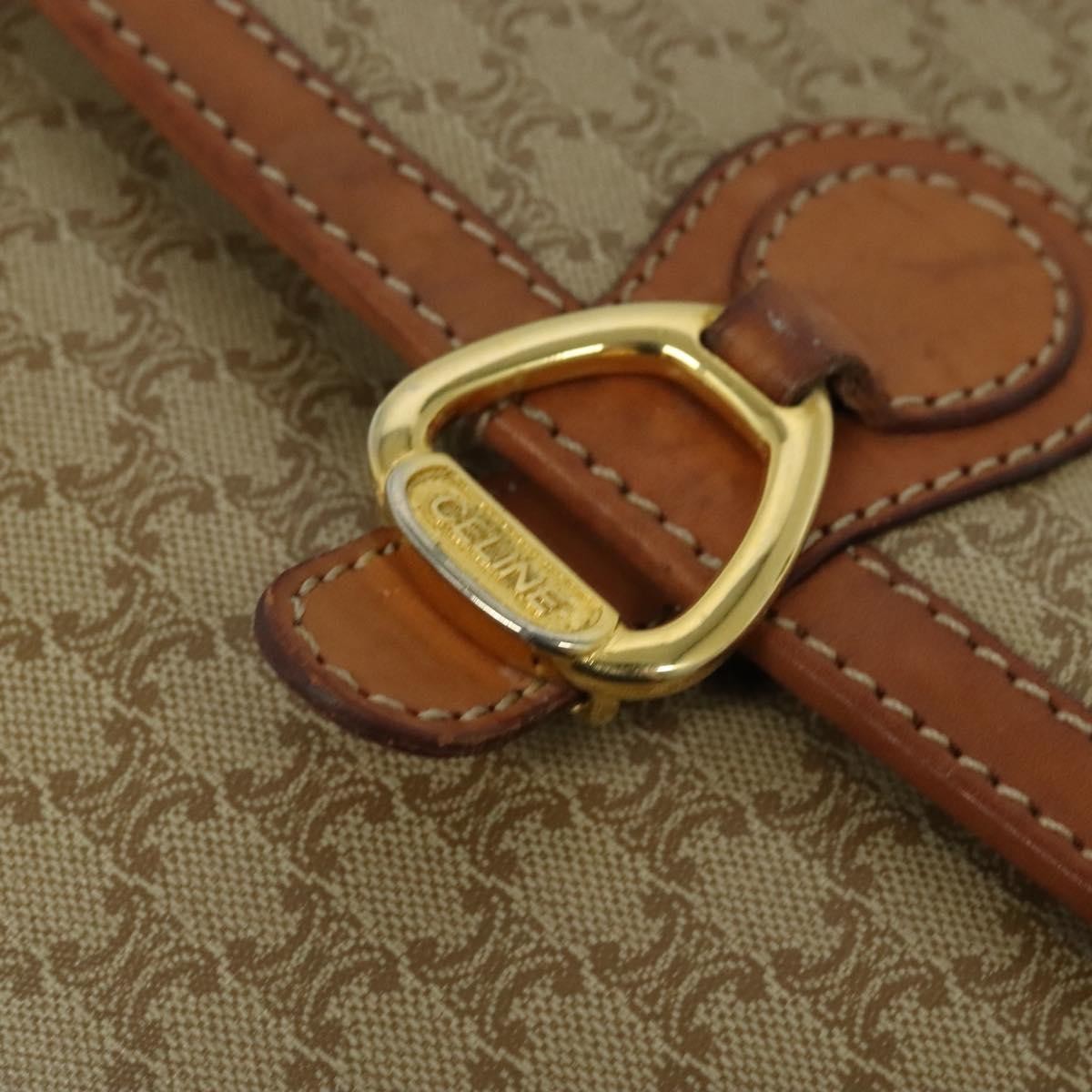 Celine Macadam Shoulder Bag PVC Leather, BEIGE, CANVAS, Shoulder bag