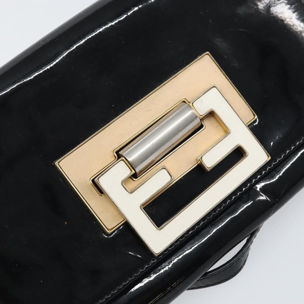 Fendi Vintage Shoulder Bag Enamel, BLACK, PATENT_LEATHER, Shoulder bag