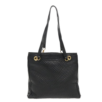 Bally Vintage Tote Bag Quilted Leather, Black, Leather, Shoulder Bag