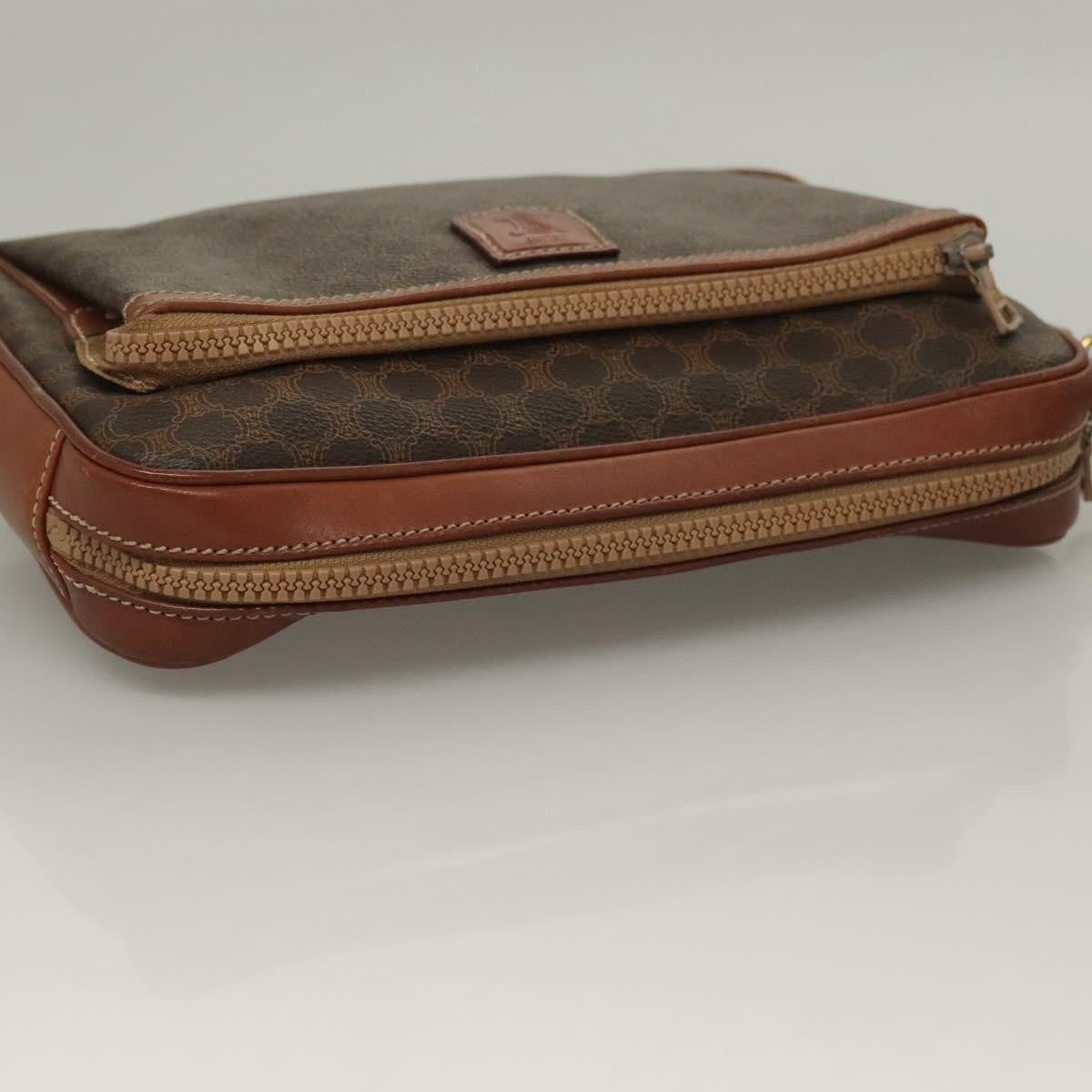 Celine Macadam Pochette Canvas and Leather, BROWN, CANVAS, Clutche & pouche