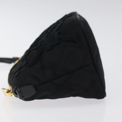 Prada Vintage Pouch Embroidery Nylon, BLACK, NYLON, Clutche & pouche