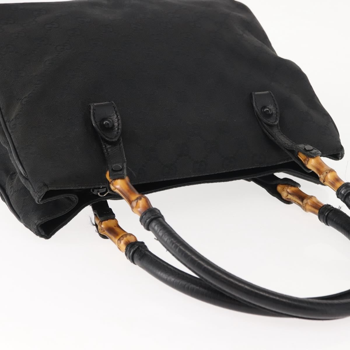 Gucci Vintage Bamboo Handle Bag Canvas, BLACK, CANVAS, Tote bag