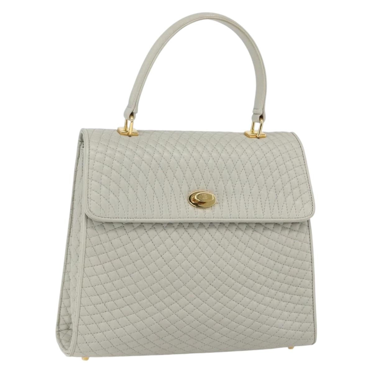 Bally Vintage Handbag Quilted Leather, WHITE, LEATHER, Handbag