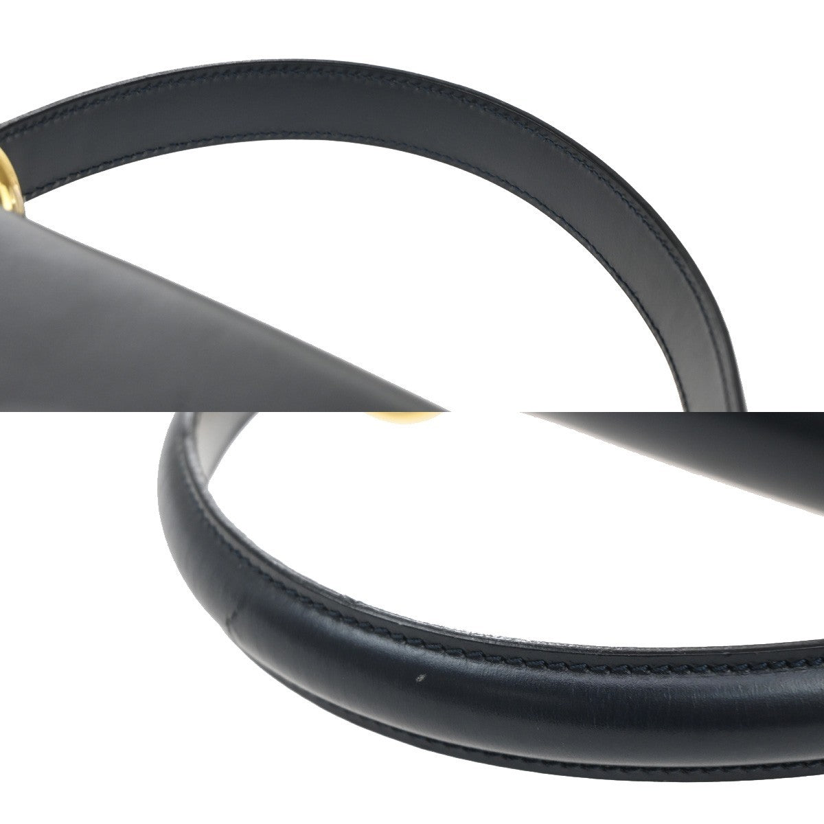 Celine Gancini Handbag Leather, NAVY, LEATHER, Handbag