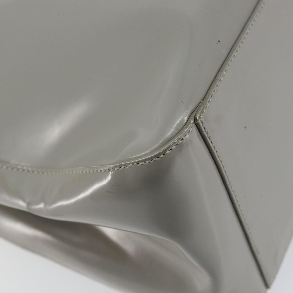 Prada Resin Handle Tote Patent Leather, GRAY, PATENT_LEATHER, Handbag
