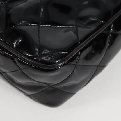 Chanel Vintage Square Front Pocket Camera Bag Quilted Patent, BLACK, PATENT_LEATHER, Crossbody bag