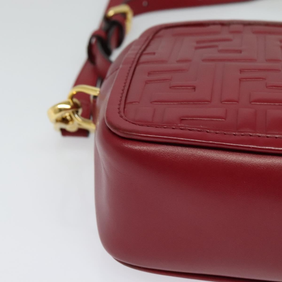 Fendi Camera Bag Zucca Embossed Leather, RED, LEATHER, Shoulder bag