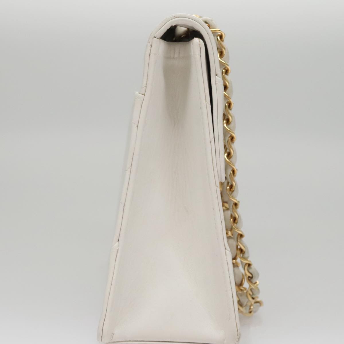 Chanel Flap Clutch Shearling, WHITE, LEATHER, Clutche & pouche