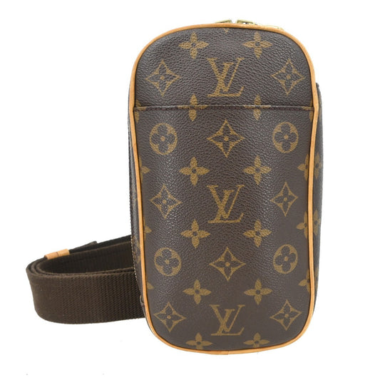 Louis Vuitton Pochette Gange Monogram Canvas, BROWN, CANVAS, Clutche & pouche