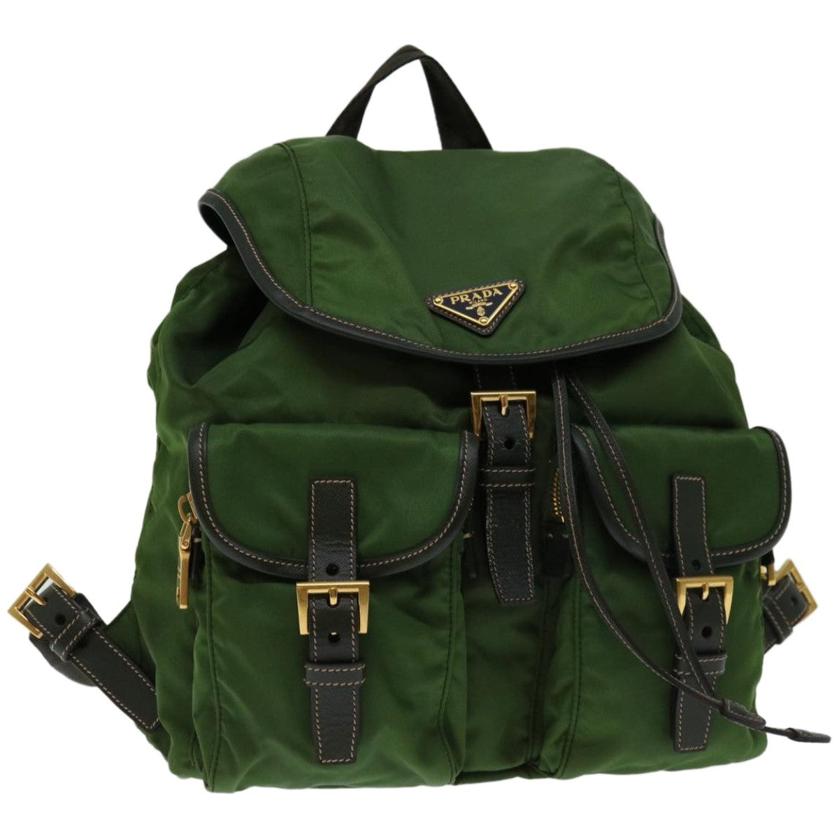 Prada Double Front Pocket Backpack Tessuto, KHAKI, NYLON, Backpack