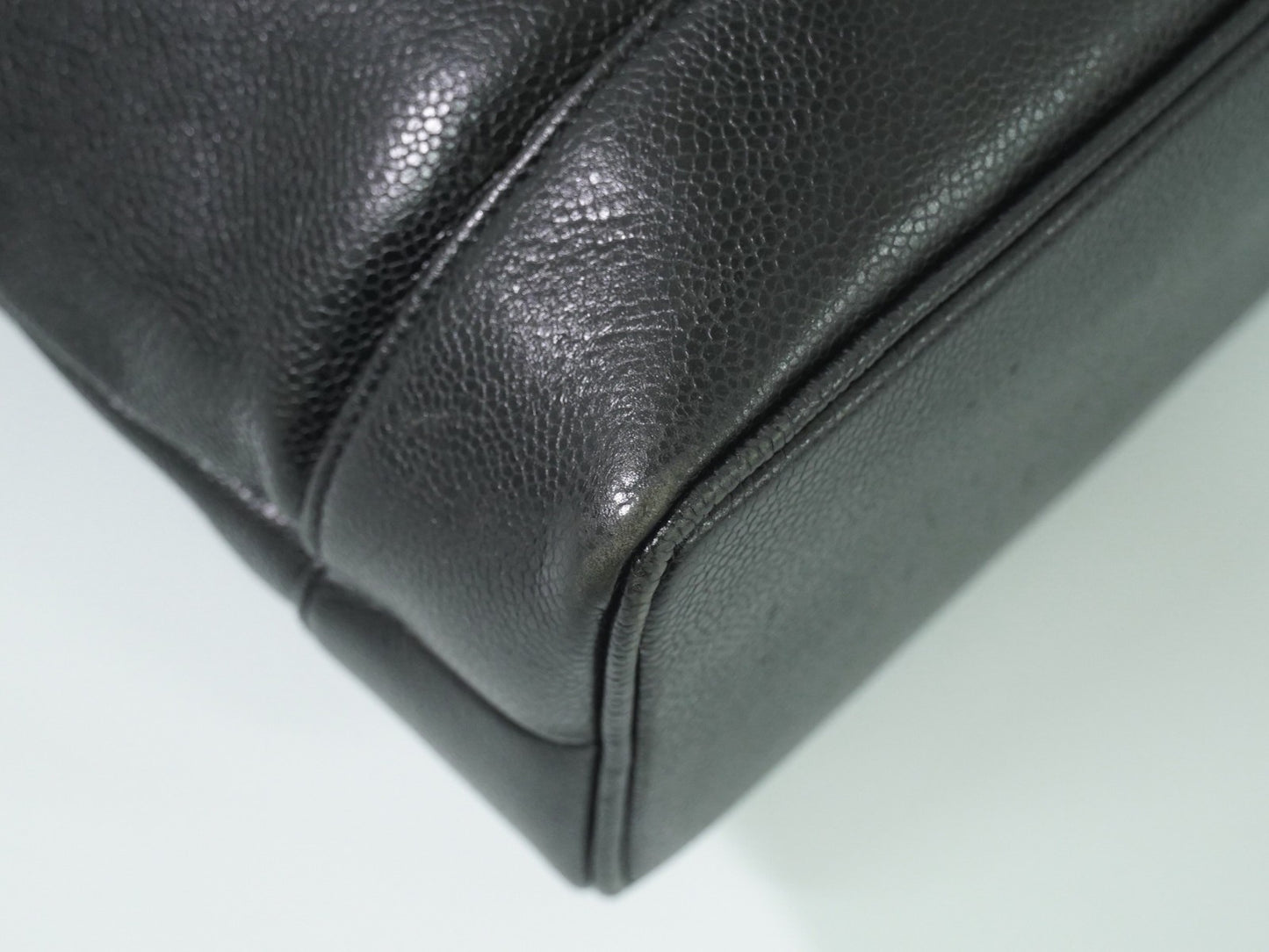 Chanel Vintage Front Pocket Tote Caviar, BLACK, LEATHER, Tote bag