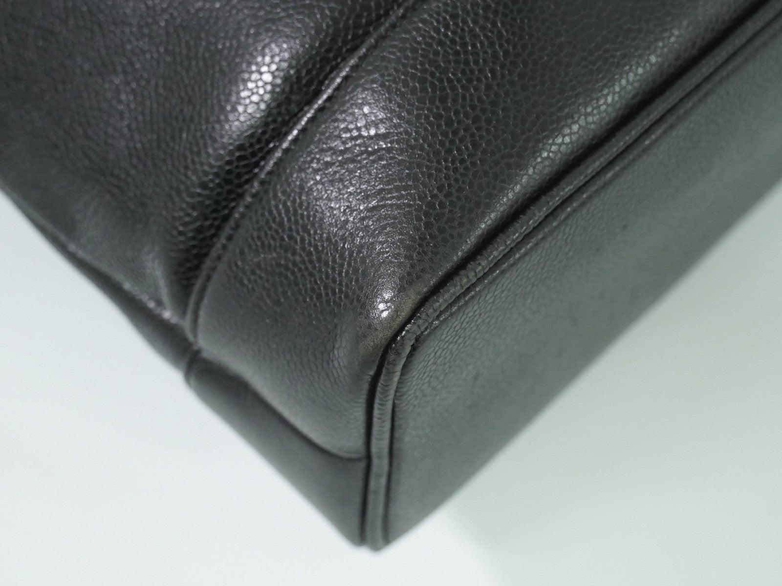 Chanel Vintage Front Pocket Tote Caviar, BLACK, LEATHER, Tote bag