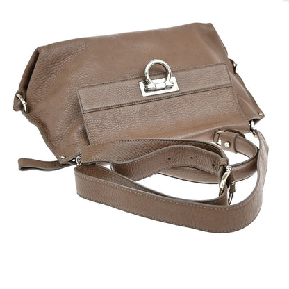 Salvatore Ferragamo Sofia Satchel Leather, BROWN, LEATHER, Handbag